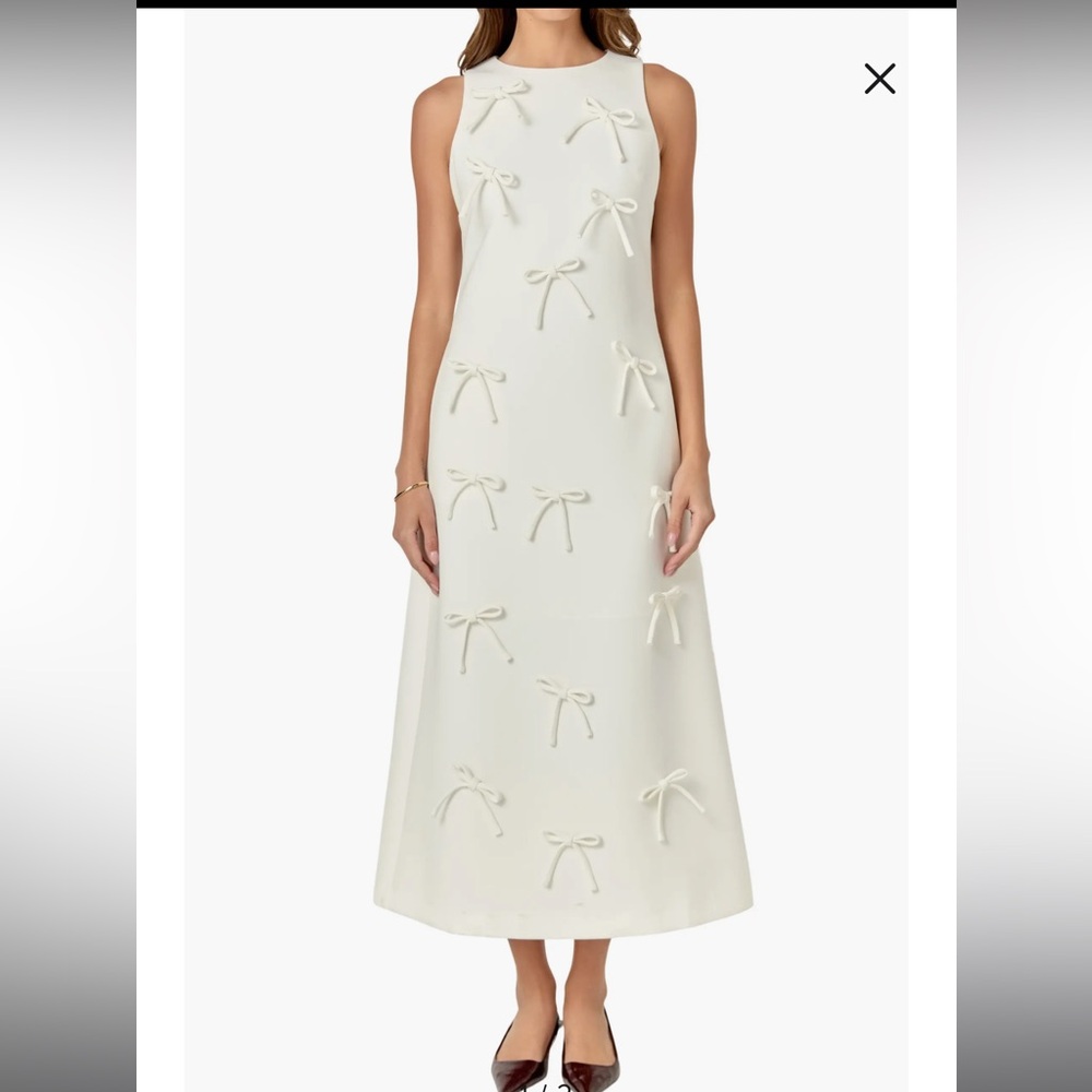 ENGLISH FACTORY Bow Embellished Sleeveless A-Line Dress Size M